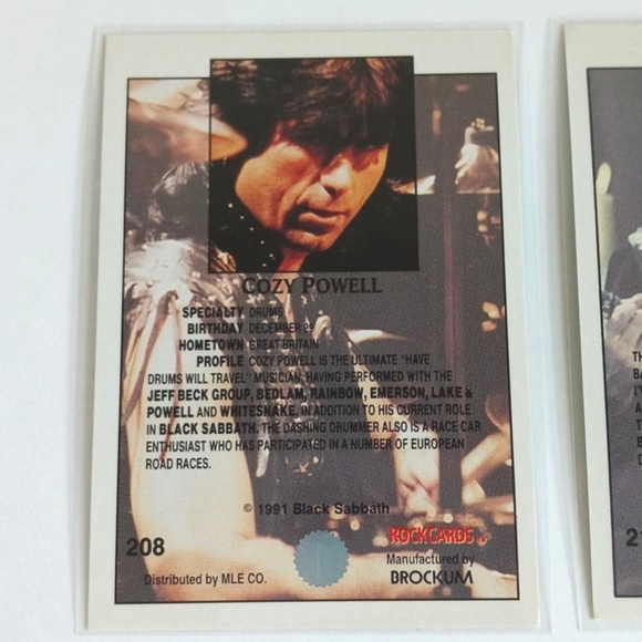 Rare Set of 3 1991 Black Sabbath Music Trading Cards Tony Lommi Cozy Powell - Picture 5 of 10